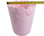 Wastebasket, Hollow Flower Shape Plastic Lidless Wastepaper Baskets Trash Can (Pink, Large)