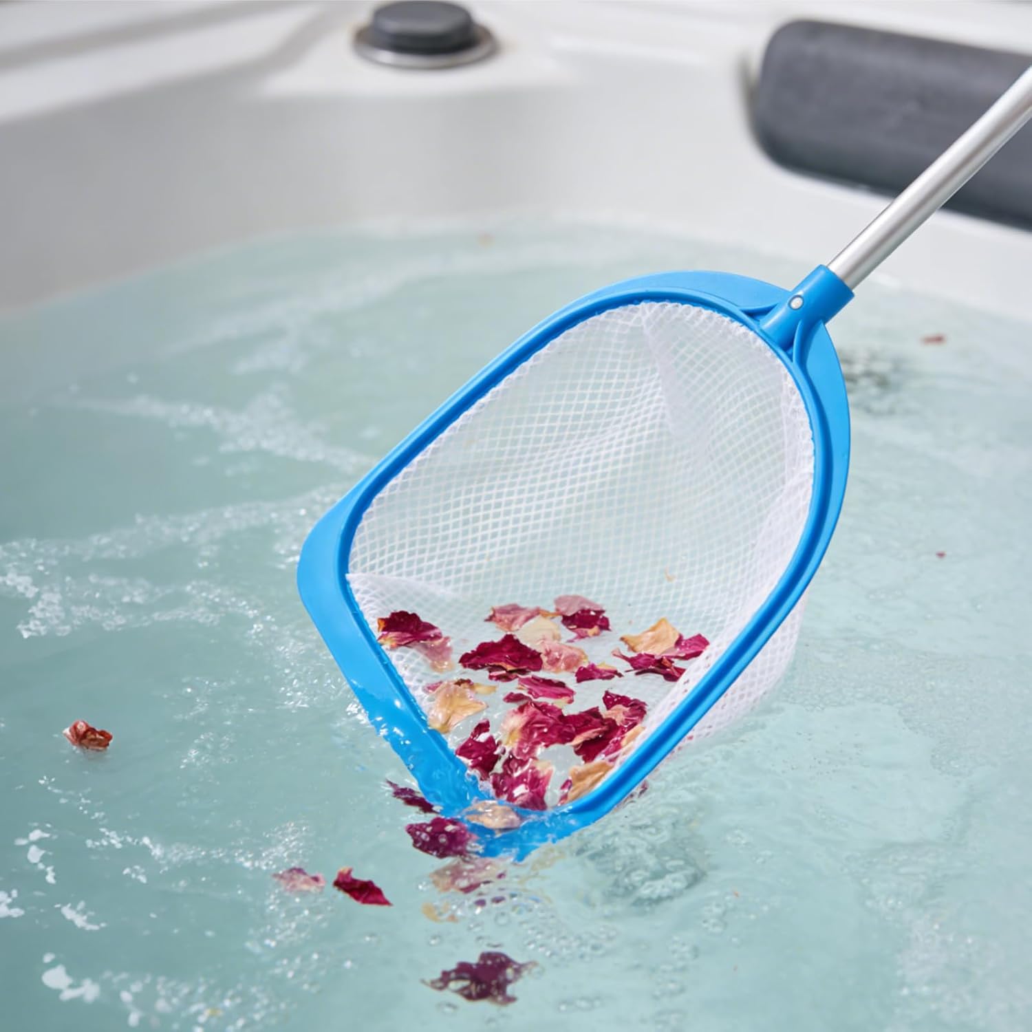 25'' Long Hot Tub Skimmer for Spa, Handy Pool Skimmer Net with Ultra Fine Diamond Netting Mesh for Small Pools