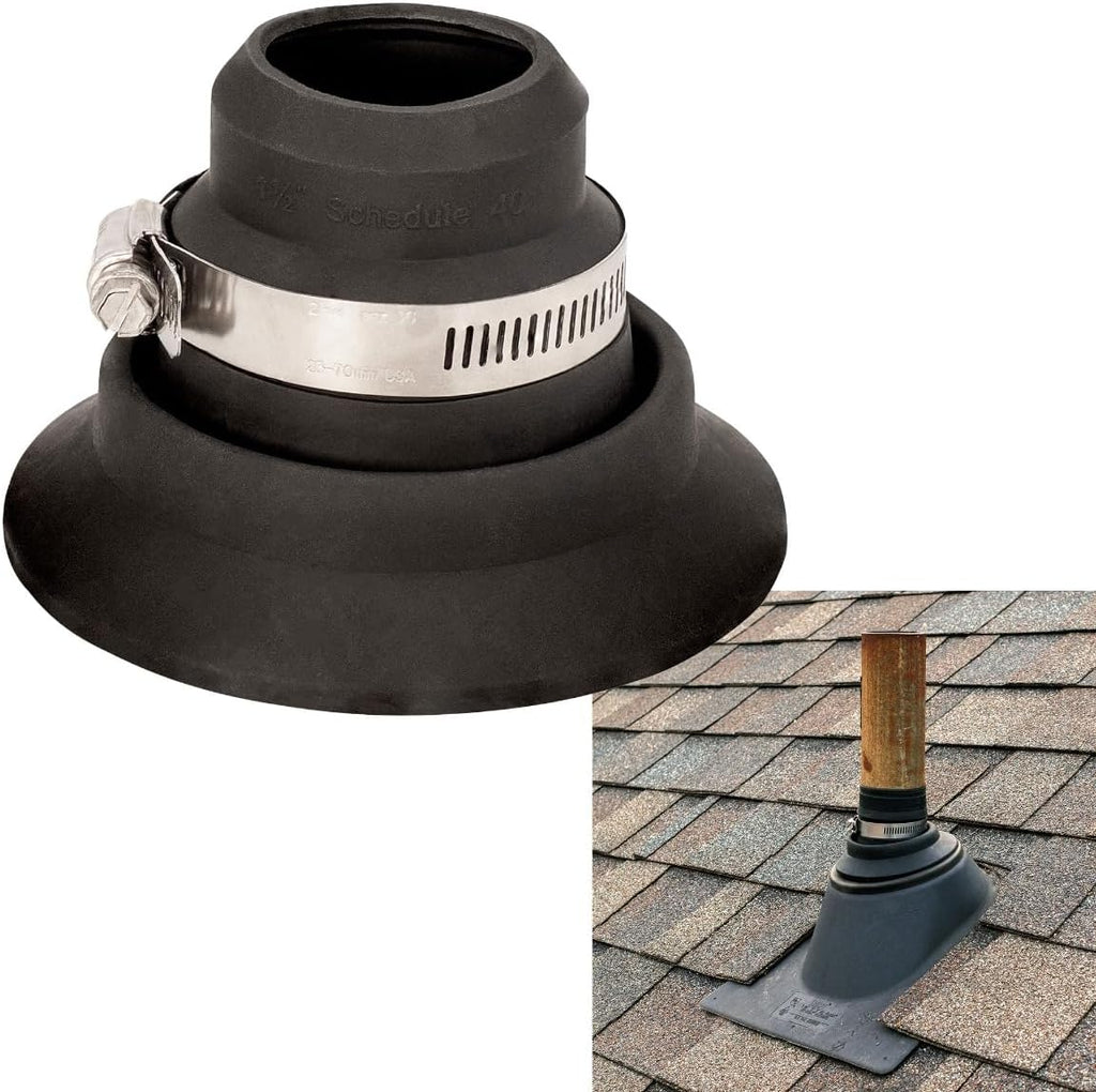 Roof Collar Repair Boot Vent Flashing for 1.5"–2" Pipe — Durable Thermoplastic Rubber Roof Vent Flashing with