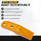 CarBole 6 Pcs Digging Bucket Teeth with Bolts for Skid Steer Loader Backhoe