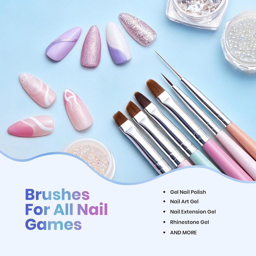 Nail Art Brushes, 6 Pcs Fingernail Art Design Pens