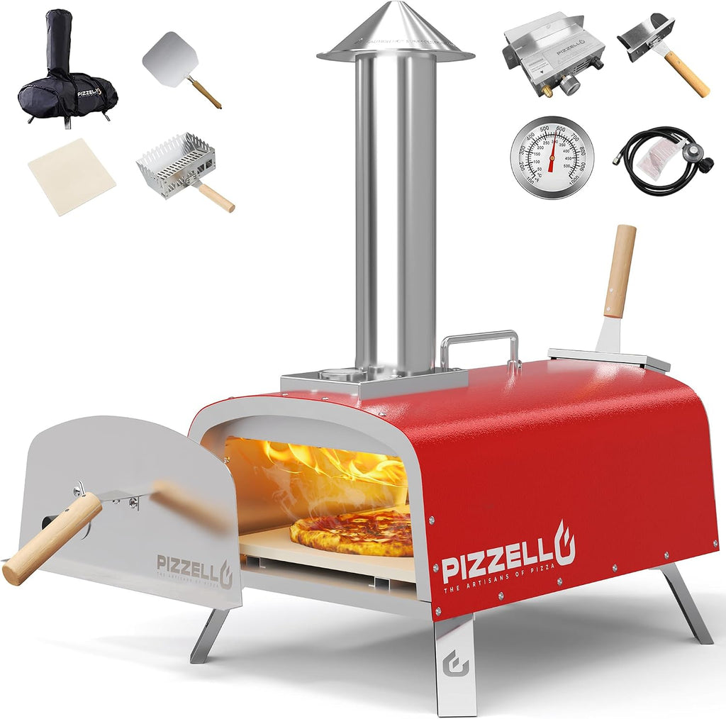 12" Outdoor Pizza Oven, Propane & Wood Fired Steel Pizza Grill