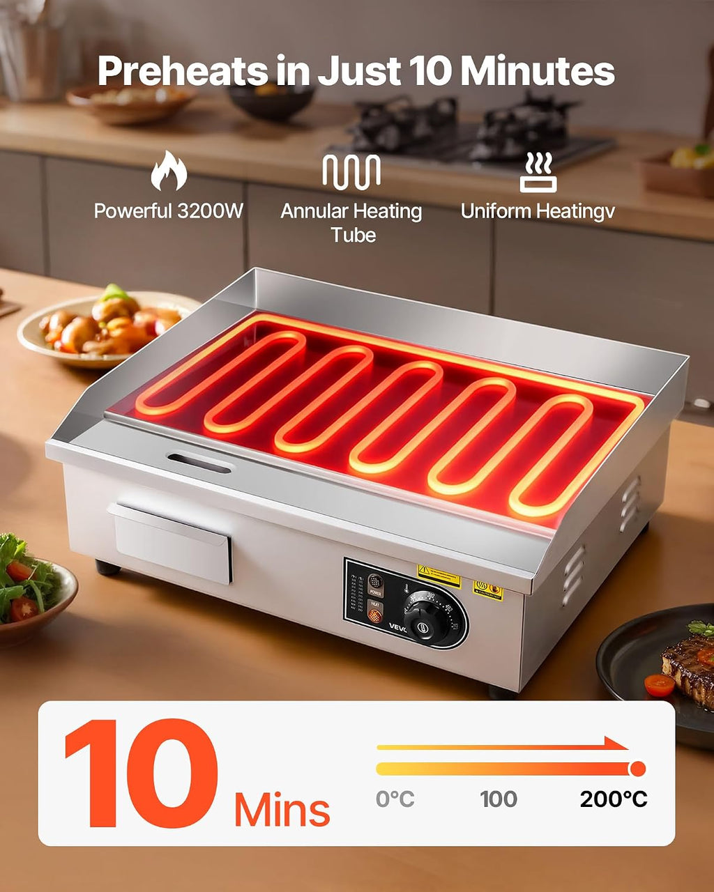 Commercial Electric Griddle, 21", Countertop Flat Top Griddle
