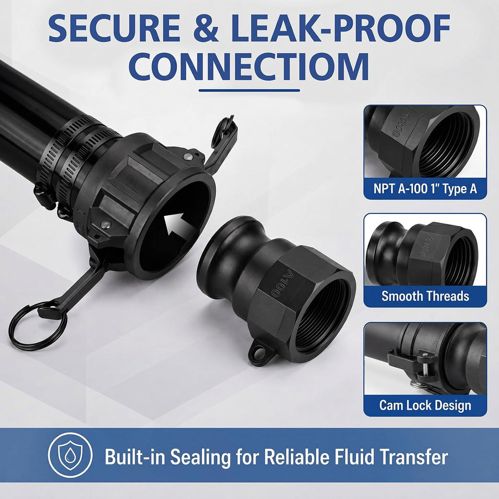 2 Pcs 1 Inch NPT Poly Cam Lock Fittings A-100 Type A Couplings