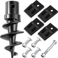 Bolt on Spiral Point Auger Pilot Tip and 4 Pcs 3 Point Auger Cutting Edge Square Hole Replacement Teeth with Hardware