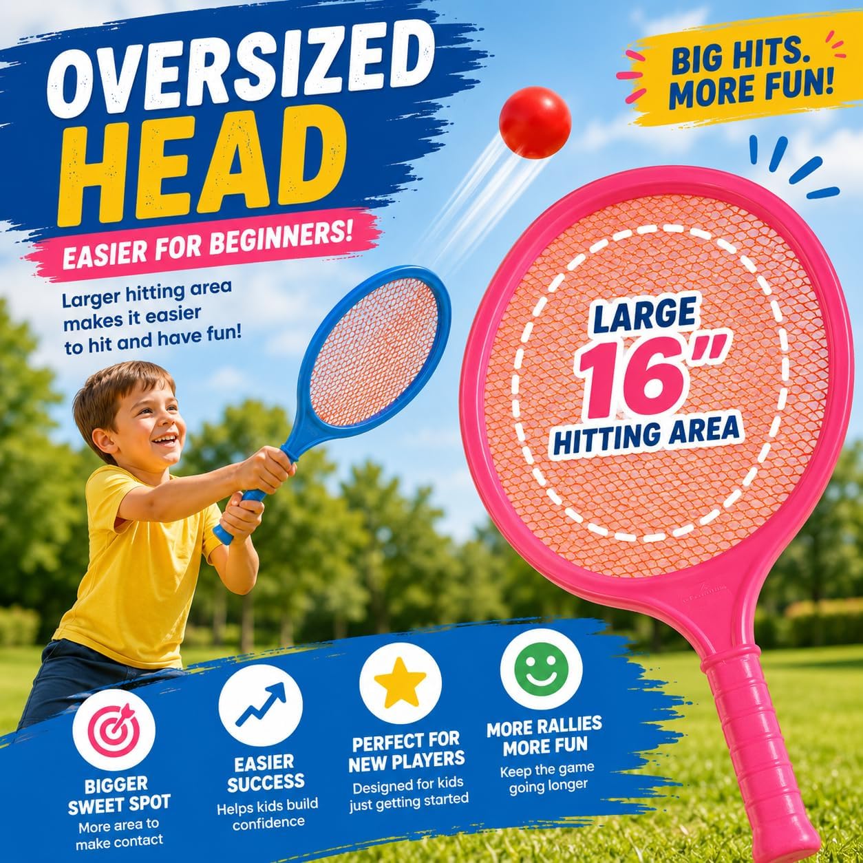 Badminton Racket Set for Kids, Toddlers with Paddles, Ball and Birdie - Junior Kindergarten Student Outdoor Sports