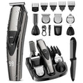 Rechargeable Beard Trimmer for Men: 𝟏𝟐-in-1 Grooming Kit | 𝐏𝐫𝐨fessional Barber Hair Clippers with 6 Detachable Heads