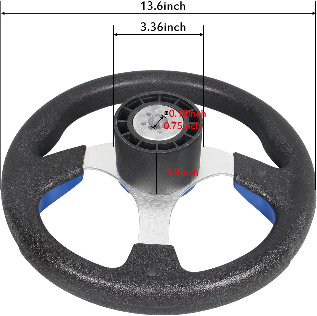 12.5" Blue Marine Boat Steering Wheel with 3/4" Axle Hub Adapter