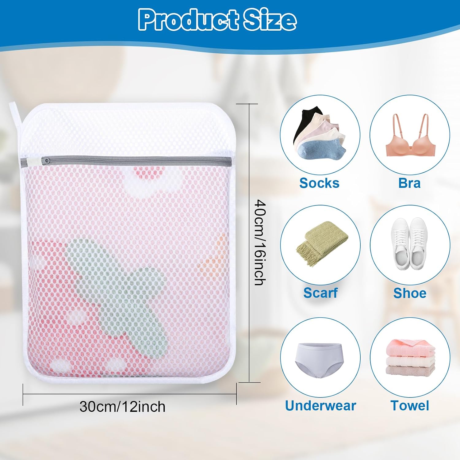 6-Pack Durable Honeycomb Mesh Laundry Bags for Delicates, 12 x 16 Inches | 120gsm Honeycomb Mesh, Sturdy Zipper