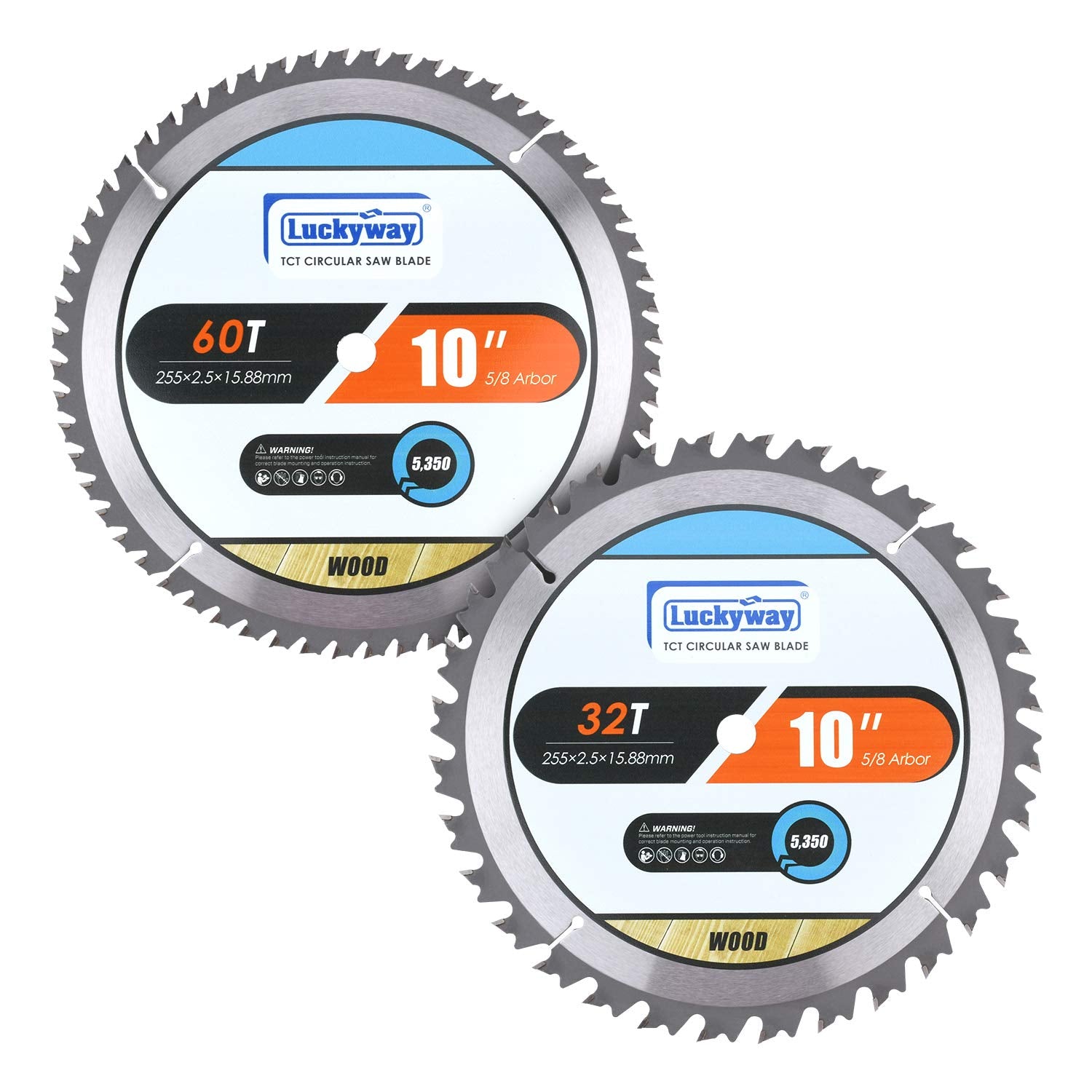 10 Inch Table Saw Blade/Miter Saw Blade for Ultra-Nice Wood Cutting in Construction, Two Pack of 60-Tooth & 32-Tooth