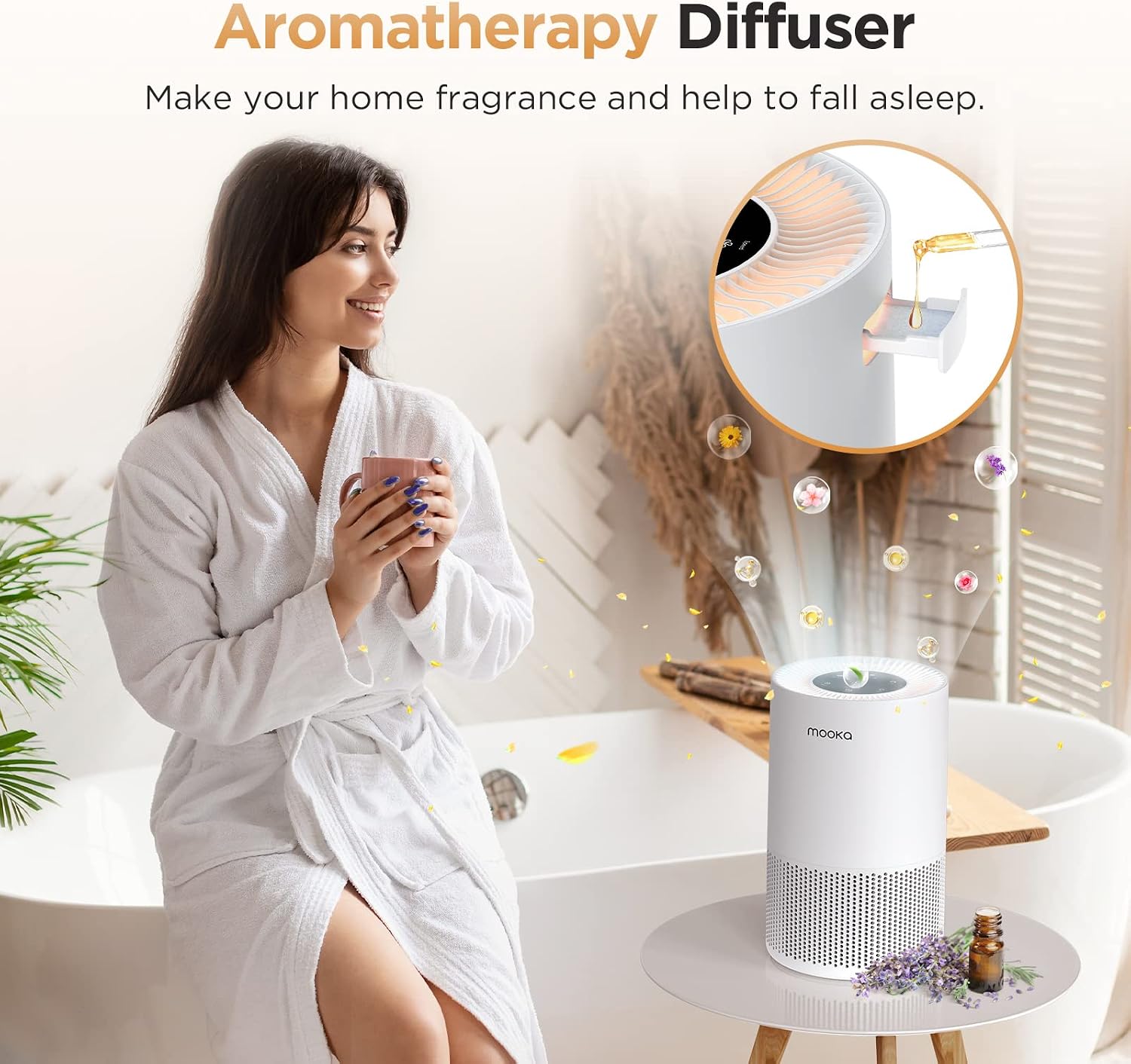 Air Purifiers for Home Large Rooms up to 1200ft², MOOKA H13 True HEPA Air Purifier for Bedroom Pets with