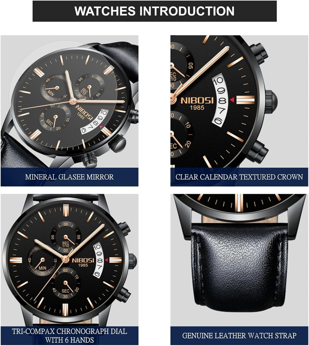 Men's Watch Analog Chronograph for Business, Sports & Daily Use | Quartz Watch Waterproof, Luminous, Date Fashionable
