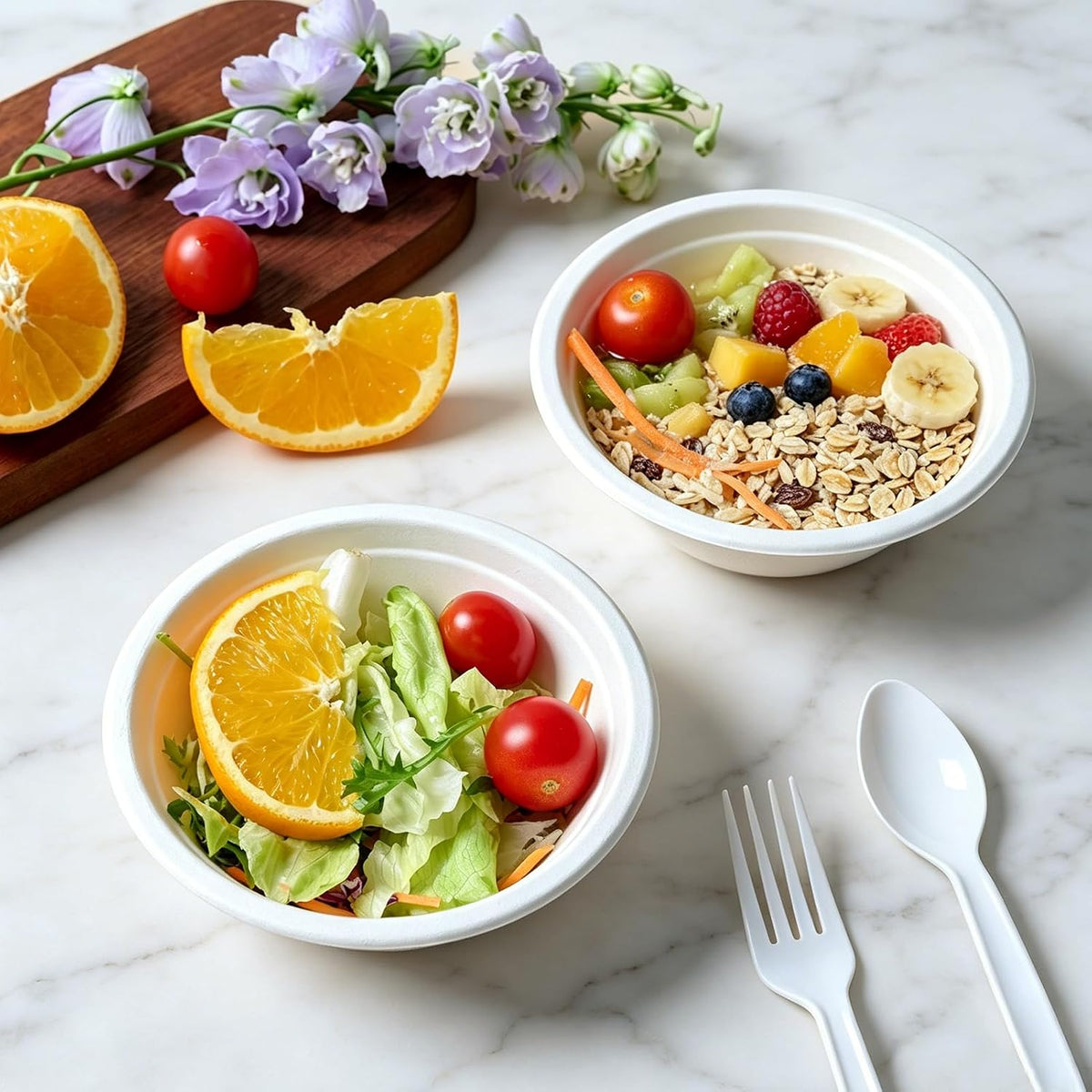 145 Pack 12 OZ Disposable Compostable Paper Bowls for Salad