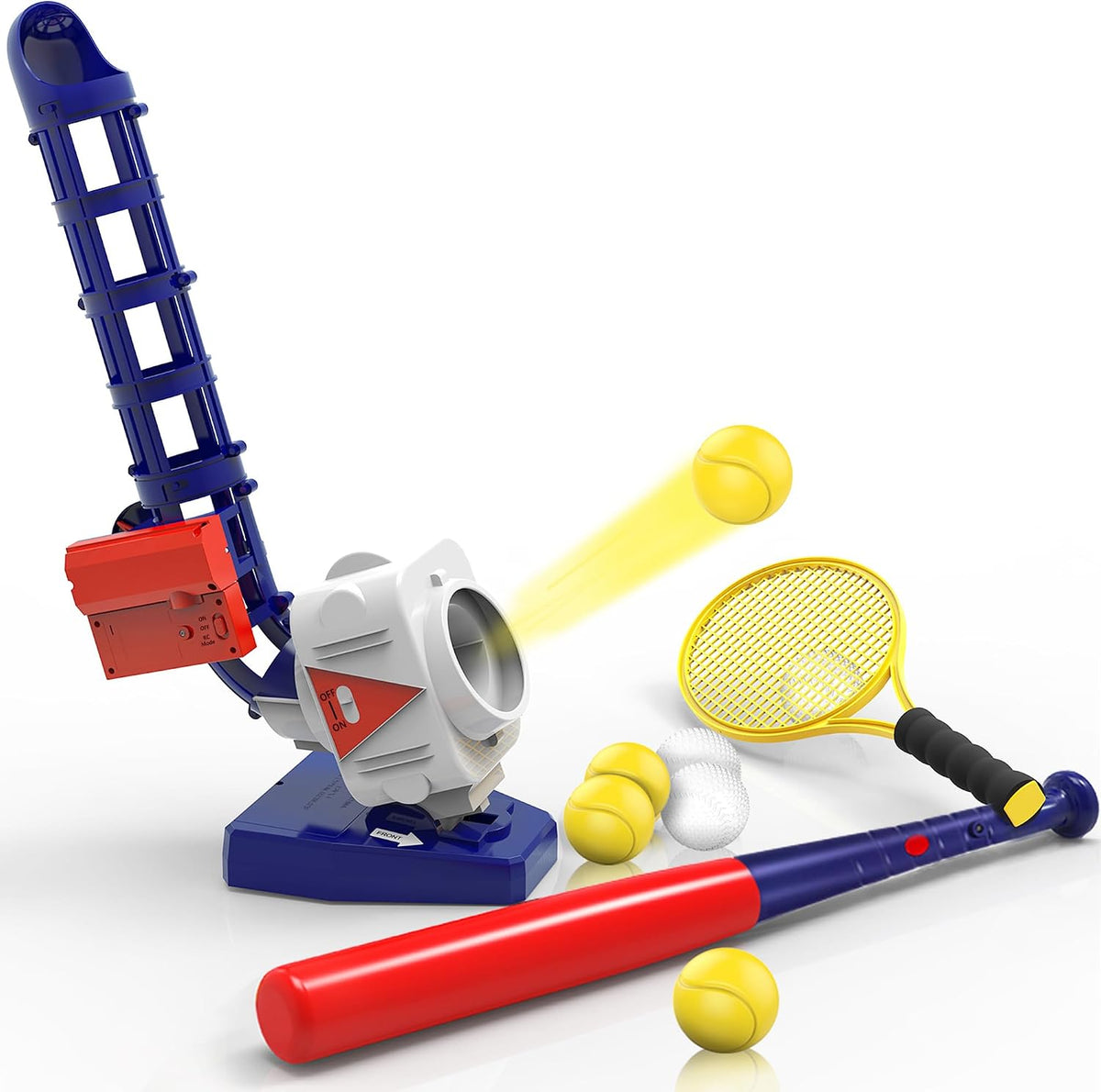 Kids Pitching Machine Toys, 2 in 1 RC Baseball Tennis Pitcher