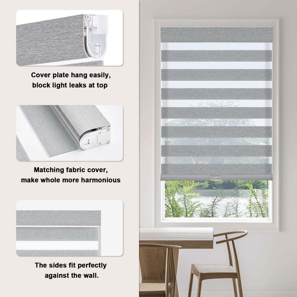 No Drill Zebra Blind Light Filtering Pattern Light Grey43 wx36 h