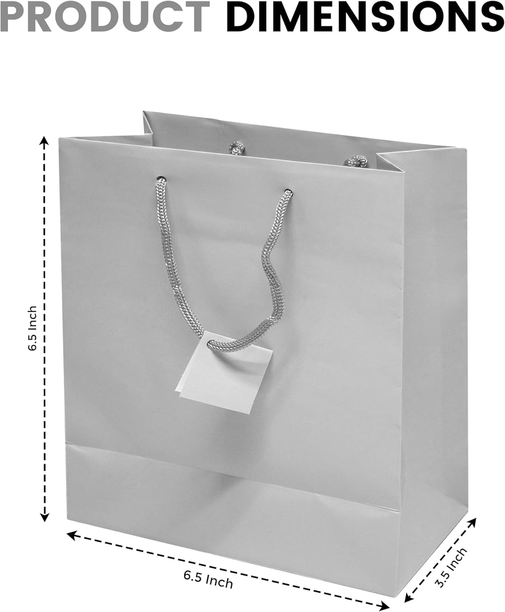 Novel Box Silver Gift Bags with Handles 10 Pack 6.5x3.5x6.5 Inches