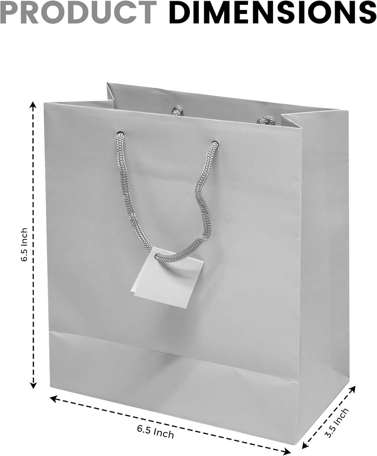 Novel Box Silver Gift Bags with Handles 10 Pack 6.5x3.5x6.5 Inches