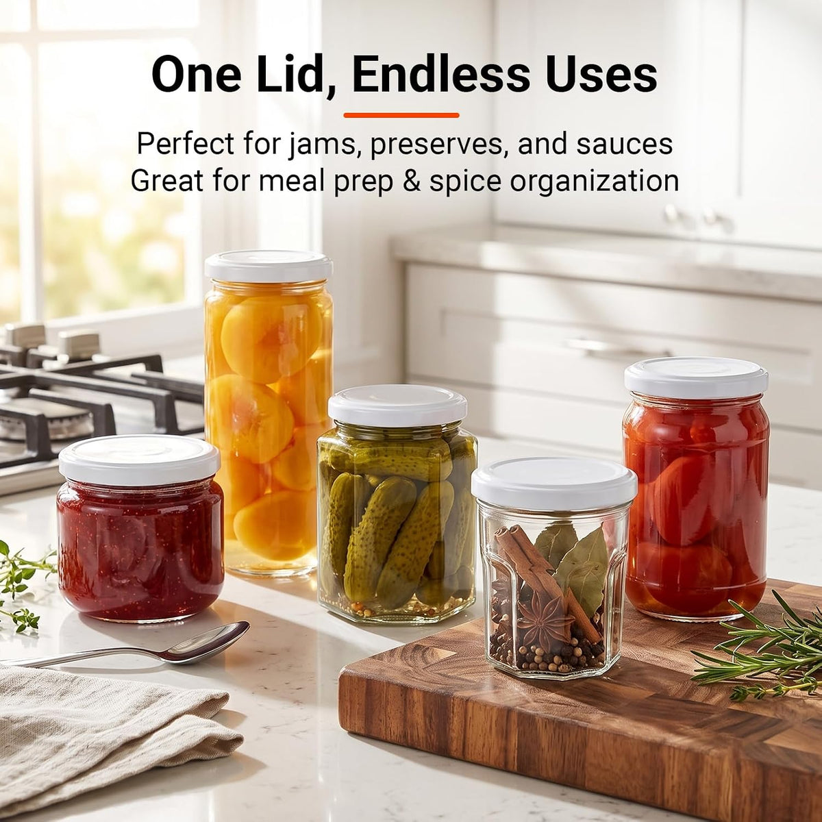 Jar Replacement Lids Compatible with Bonne Maman, 10PCS Lug Cap Set