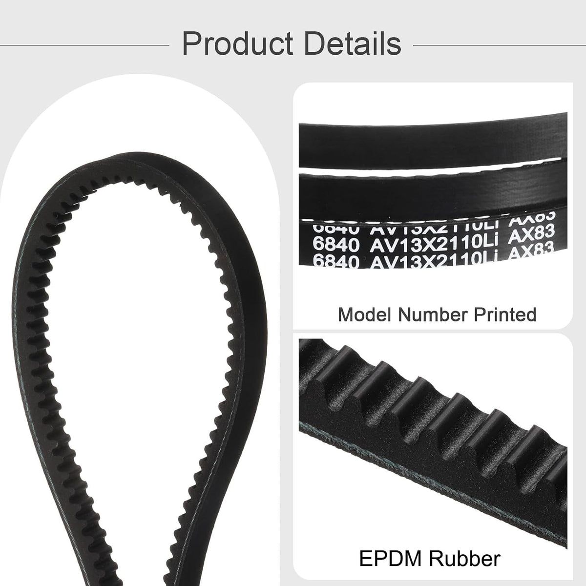 uxcell 2Pcs AX83 EPDM V-Belt, Raw Edge Cogged Industrial Rubber V Belt 1/2" Width x 85" Outer Circumference