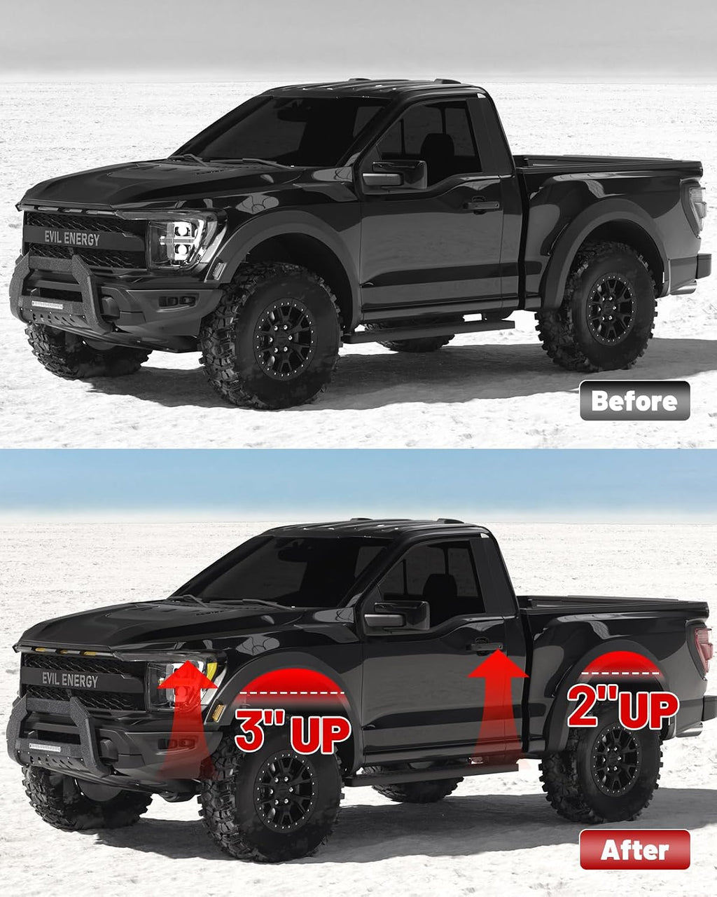 EVIL ENERGY 3" Front and 2" Rear Leveling Lift Kit, Red
