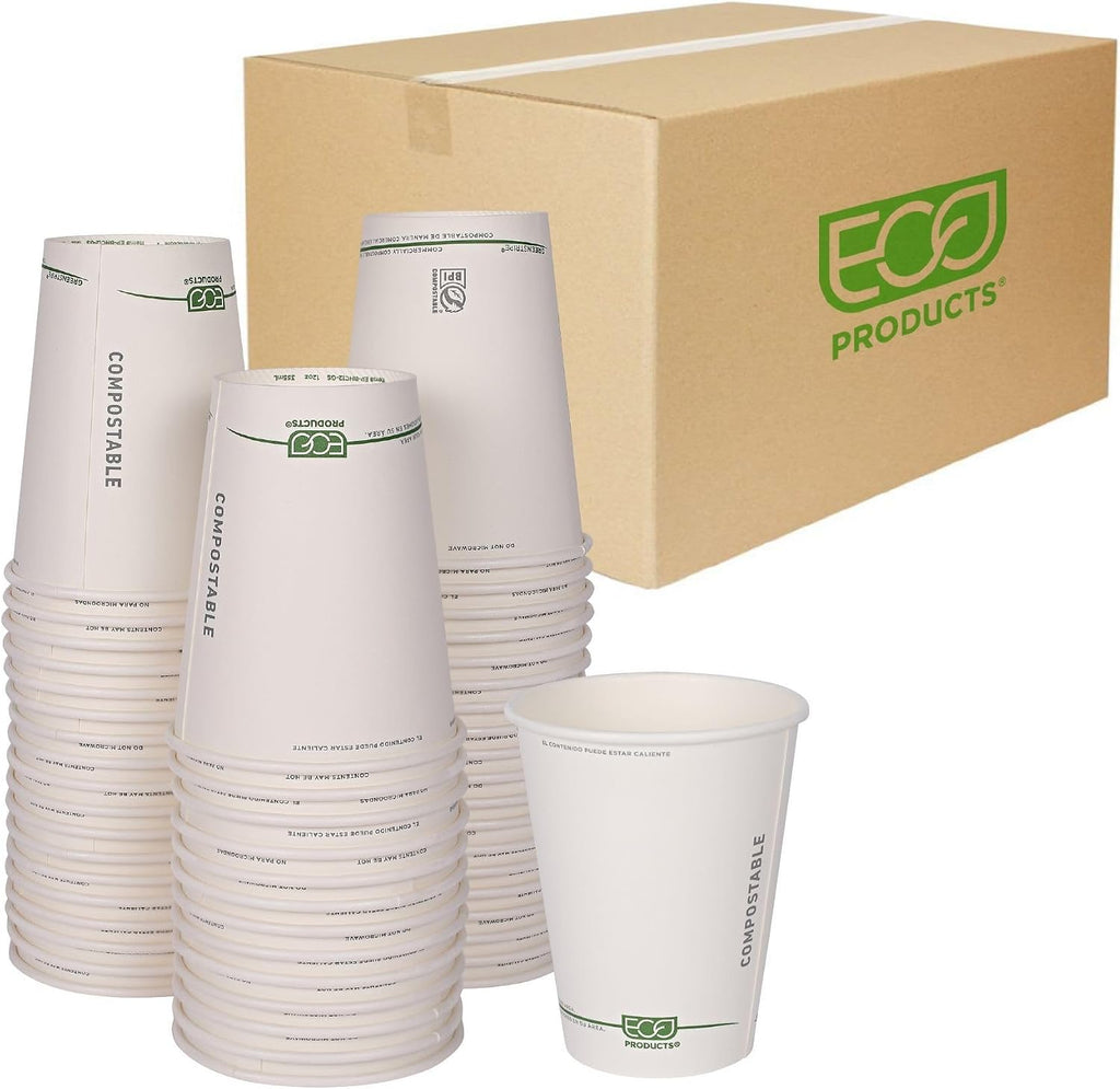 GreenStripe Disposable Paper Hot Cups, 12 oz, 1000 Count