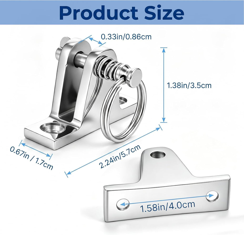 4 Pcs Bimini Top Deck Hinge,316 Stainless Steel Marine Hardware with Quick