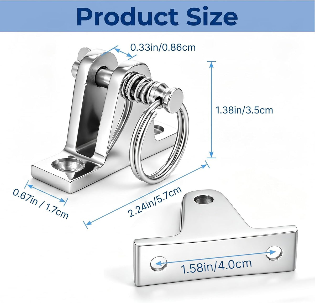 4 Pcs Bimini Top Deck Hinge,316 Stainless Steel Marine Hardware with Quick