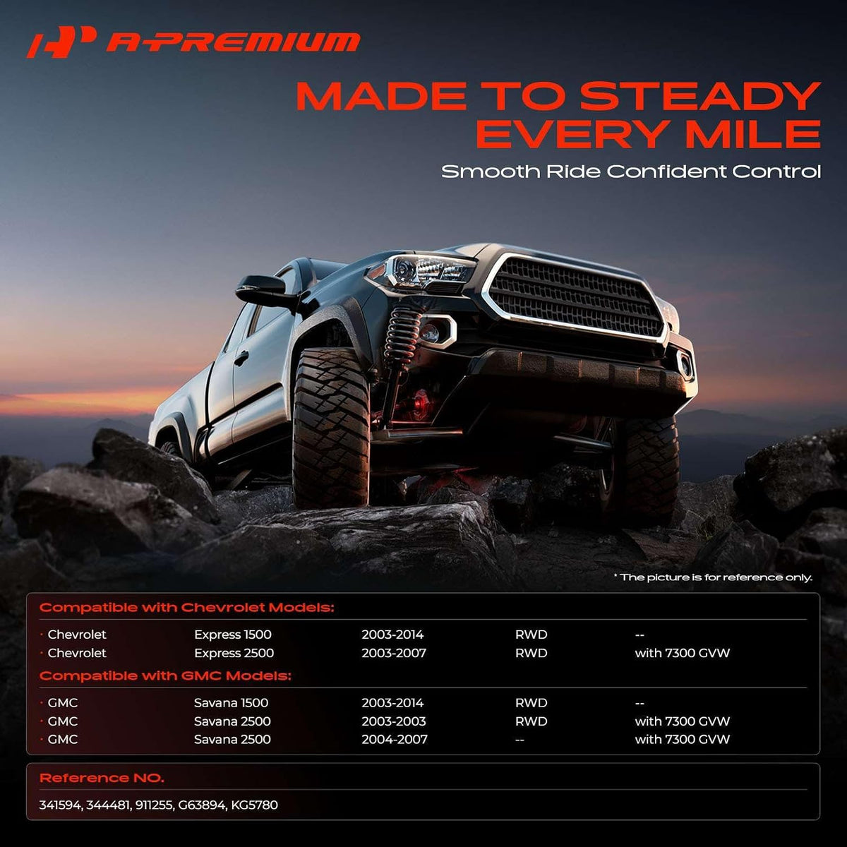 A-Premium Front Shock Absorbers, Set of 2 - Compatible with Chevrolet, GMC