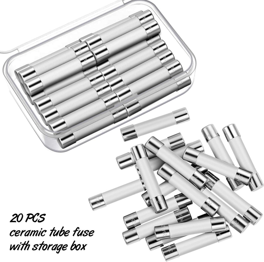 Frienda 20 Pcs Microwave Fuse, 20a 250v Slow-Blow Ceramic