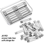 Frienda 20 Pcs Microwave Fuse, 20a 250v Slow-Blow Ceramic