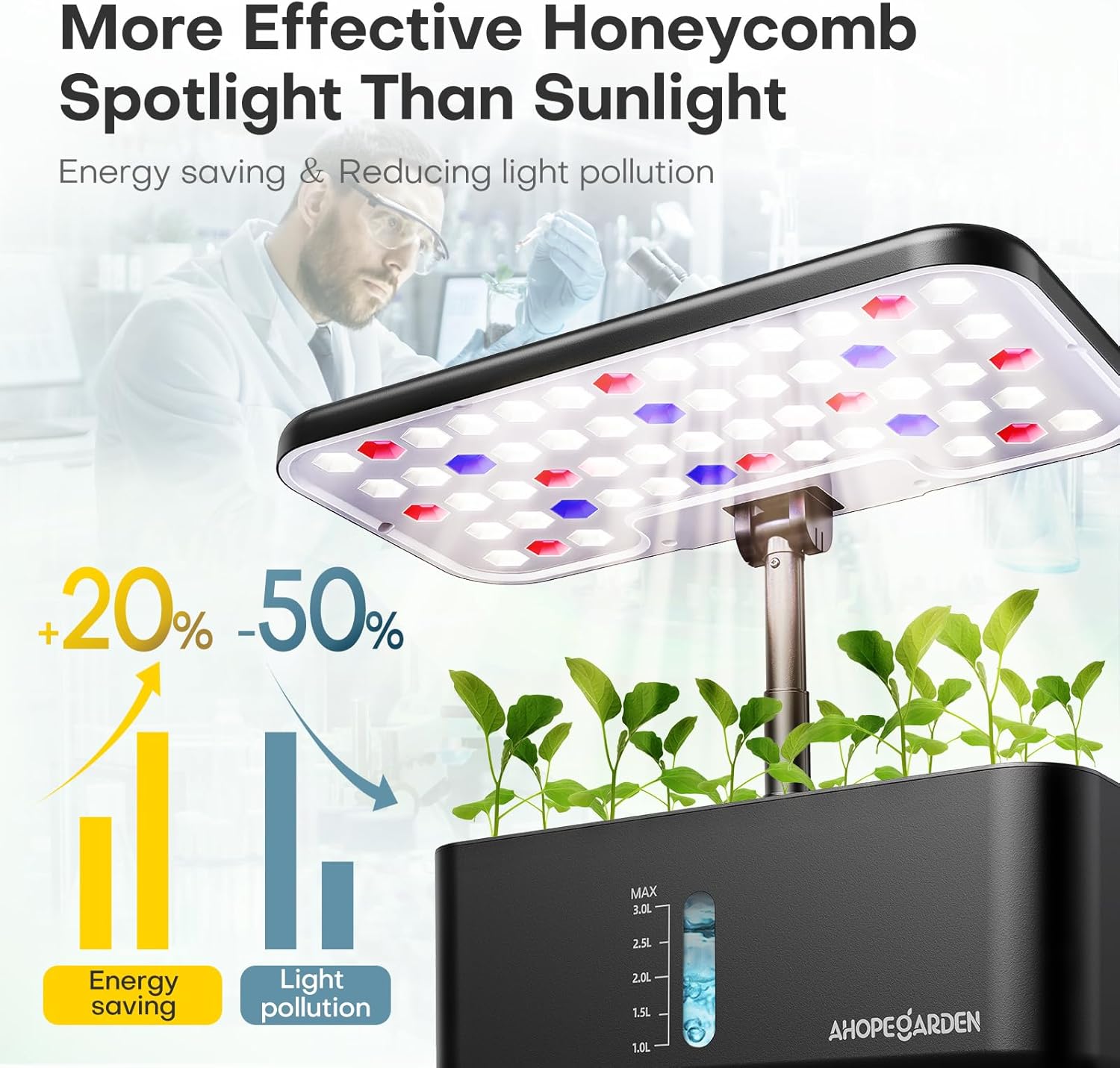 Indoor Garden Hydroponics Growing System: 10 Pods Plant Germination Kit Herb Vegetable Growth Lamp Countertop with
