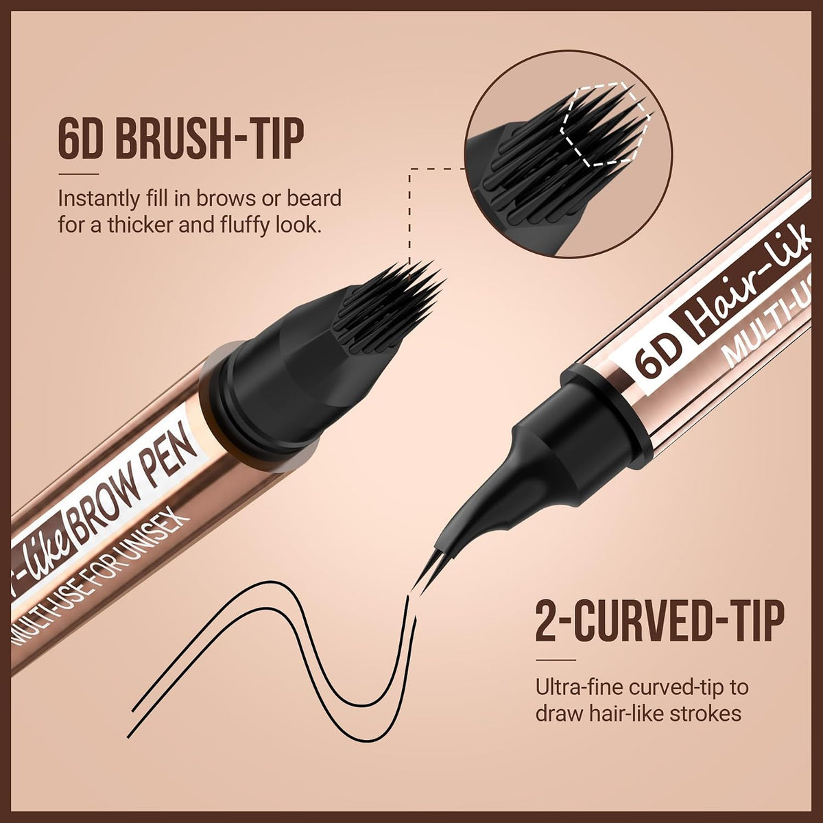 Eyebrow Pen for Women & Men, Natural Hair-Like Brows, Dark Brown