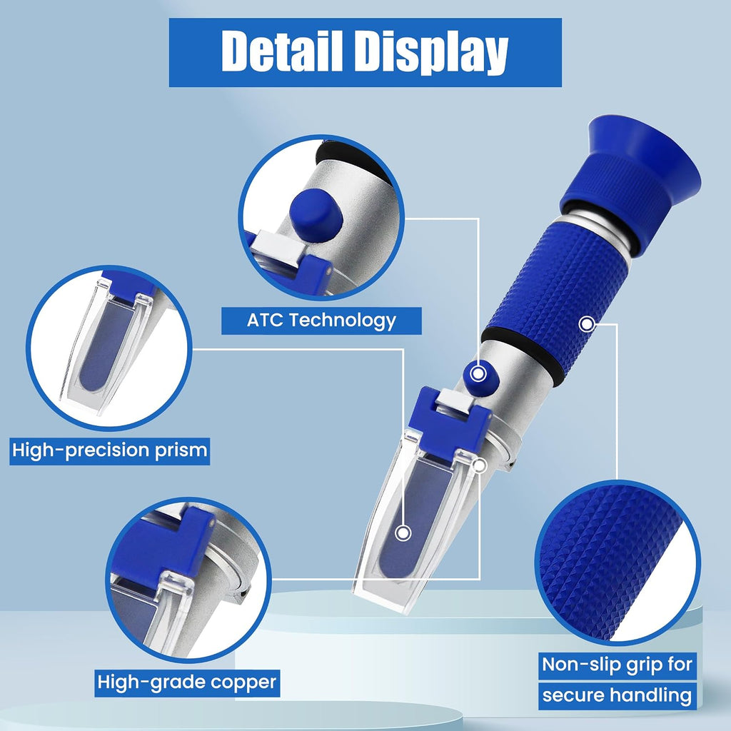 0-10% Salinity Refractometer 1.000-1.070 Specific Gravity Sea Water Tester with ATC Hand Held Refractometer for