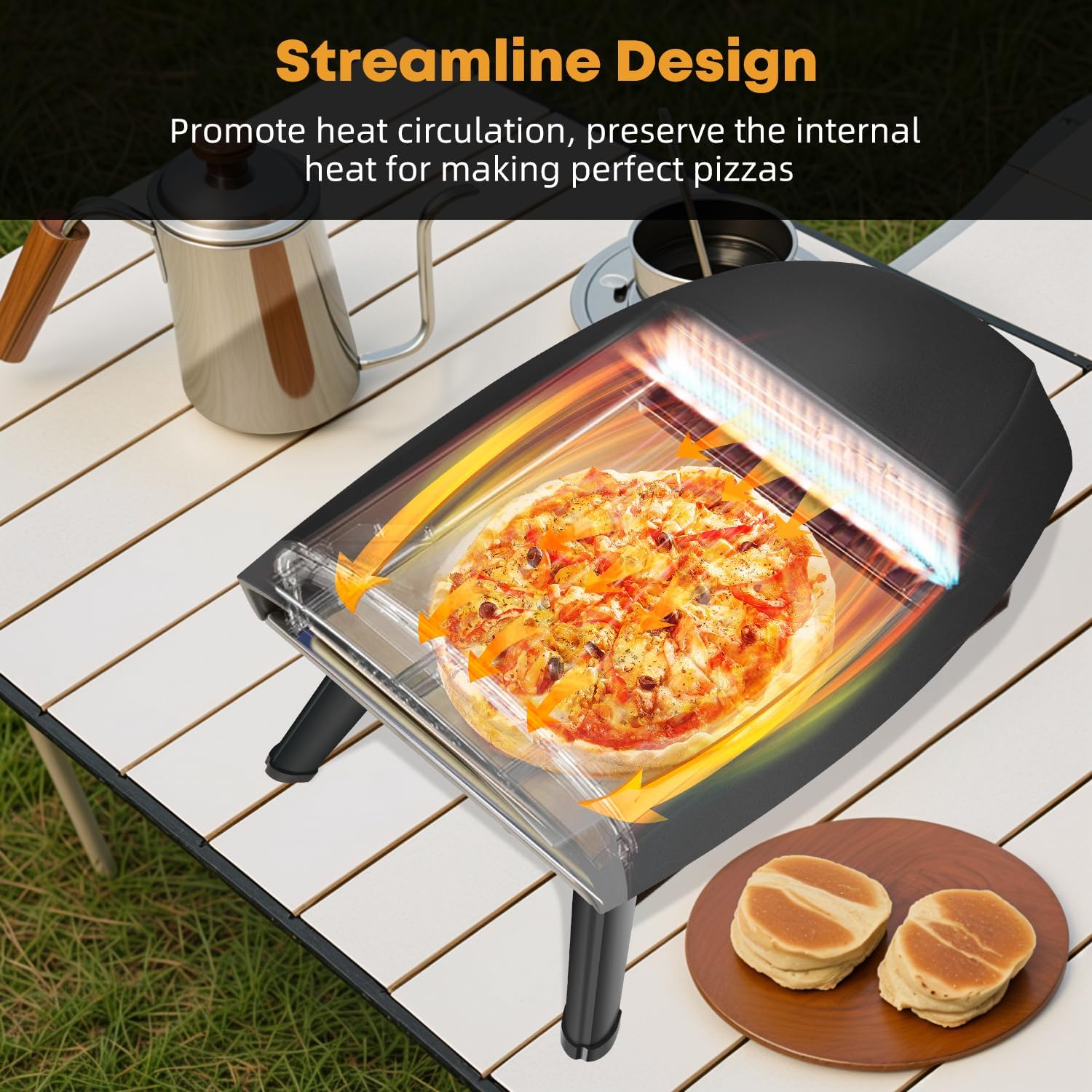 Gas Pizza Oven Outdoor, 12" Portable Propane Pizza Oven for Stone Baked Pizza, Ideal for Outdoor Kitchen, Backyard