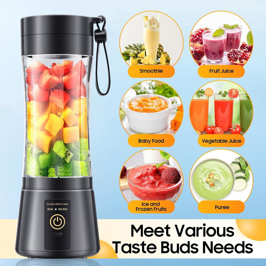 Personal Size Portable Blender Make Smoothies - Mini Blender 12oz Juice Cup | Powerful Blending with 6 Stainless