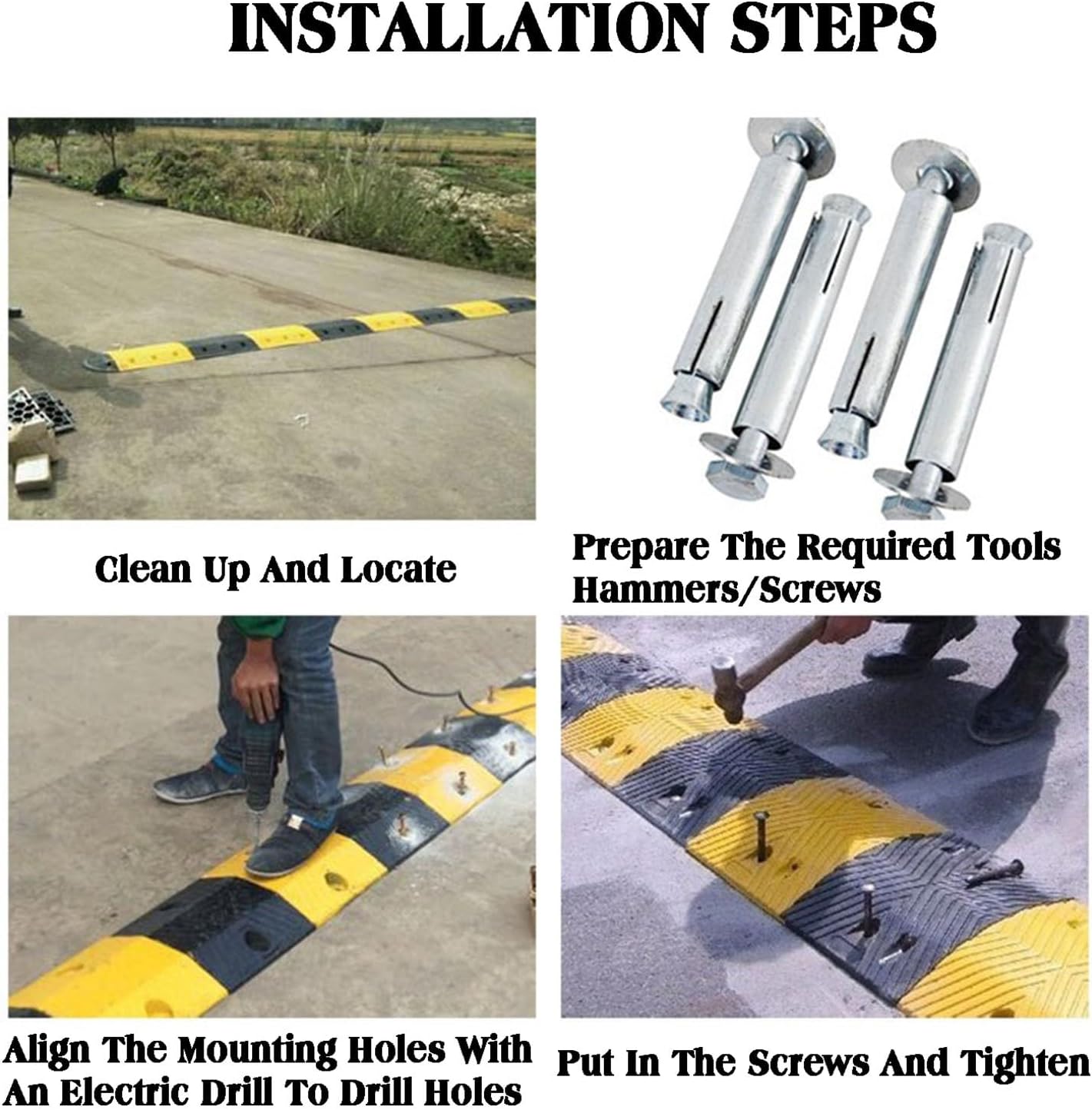 Rubber Speed Bumps,2 Pack Buffer,Industry Rubber Curb,with Screws Deceleration Equipment,Wheel Stop Stoppers for
