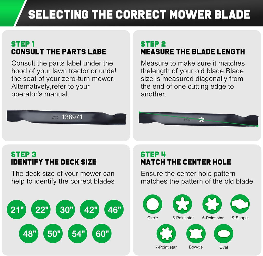 138971 42 inch Deck Craftsman Mower Blades Replacement Bagging | Fit OEM 532138971 LT1000 LT2000 T110 YT3000 Poulan