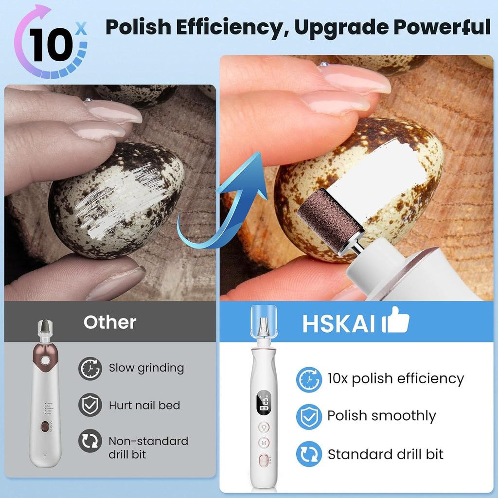 Electric Nail File Drill, Cordless Toe Nail Grinder for Thick Toenails & Callus, 10-Speed 2000mAh Rechargeable Nail