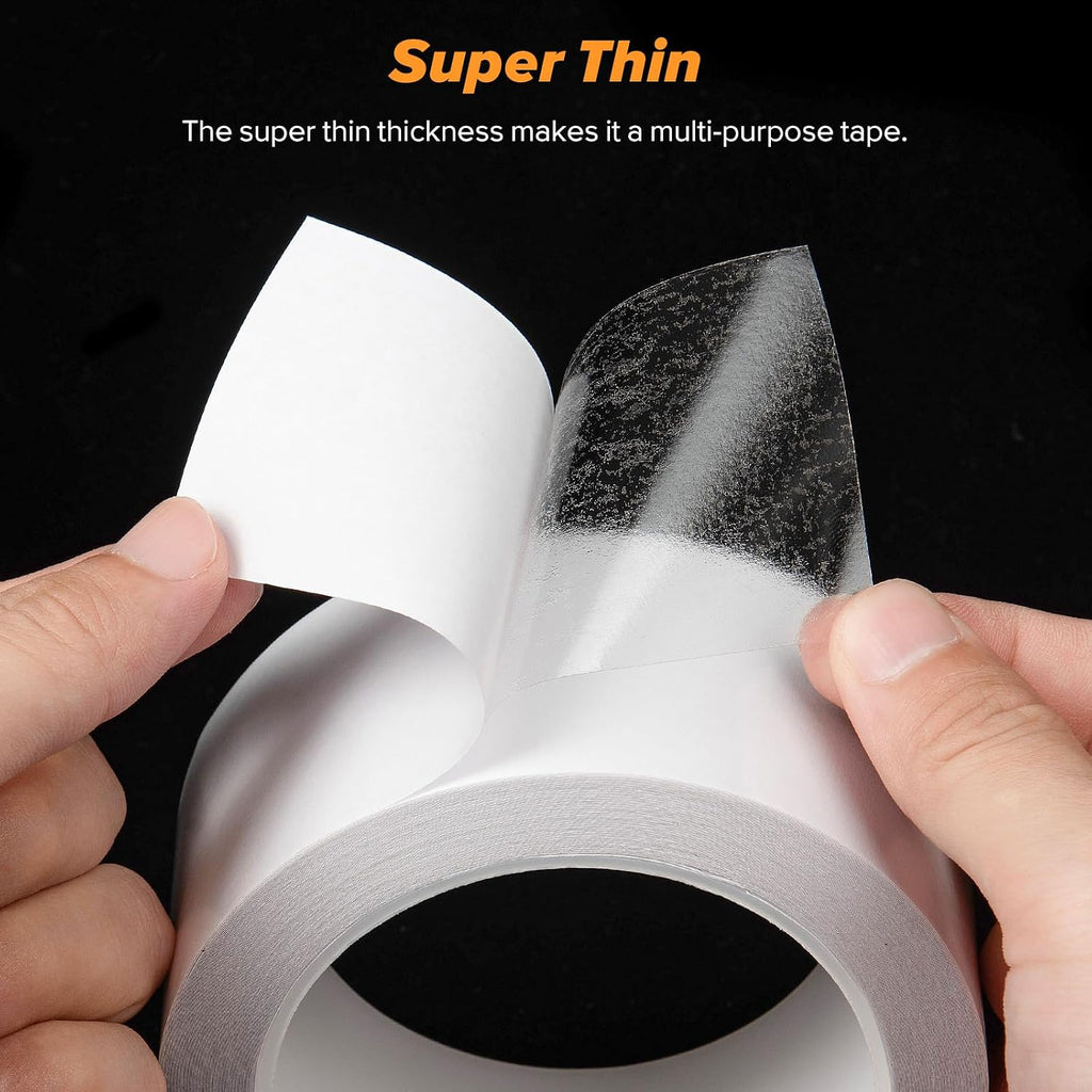 PET Ultra-Thin Clear Double Sided Tape 2-Inch x 66 Feet Strong Stick