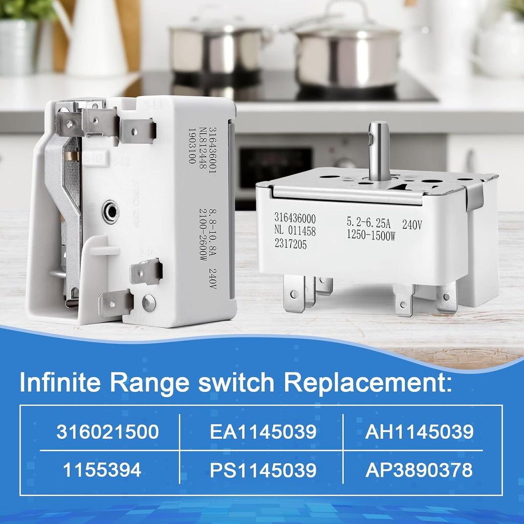 316436000 Infinite Switch for Frigidaire 6" Electric Stove Burner