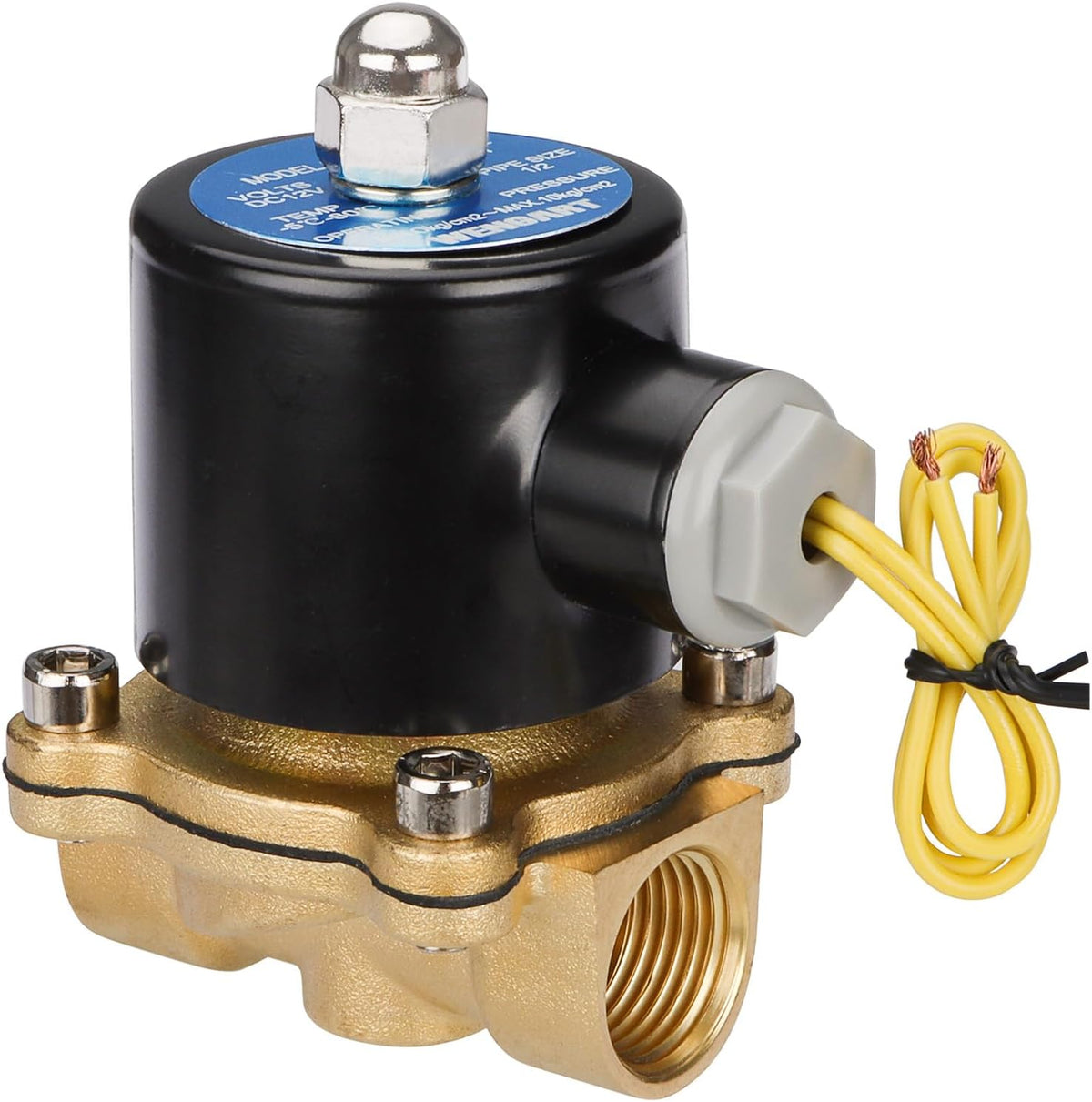 Wengart 1/2" NPT Solenoid Valve for DIYers, Zero PSI Water/Gas, Iron Shell