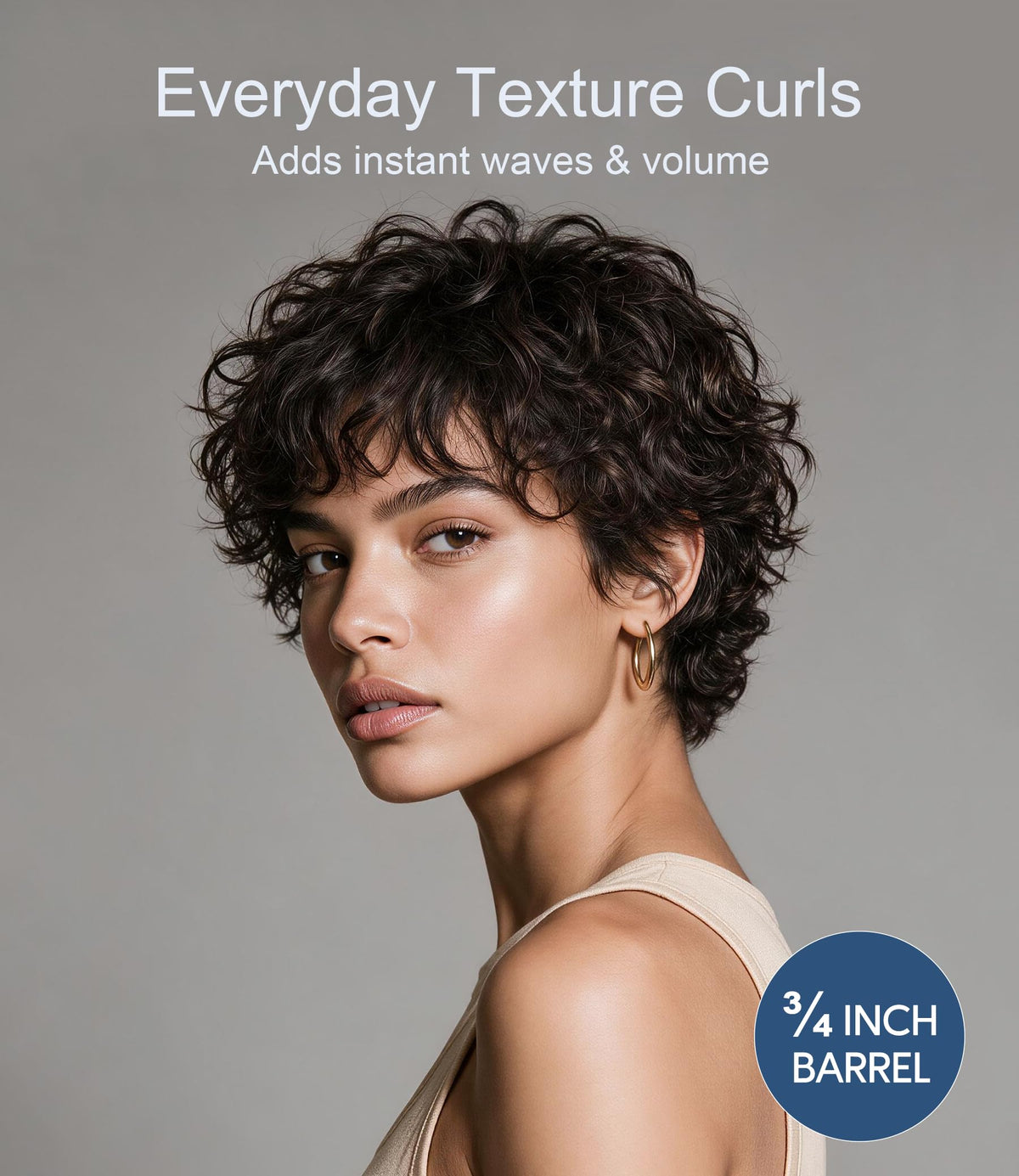 3/4 Inch Curling Iron Brush for Short Hair, Thermal Brush Touch-ups