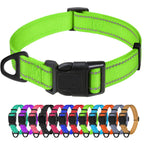 TagME Small Dog Collar, Reflective Puppy Collar, Green, 5/8" Width