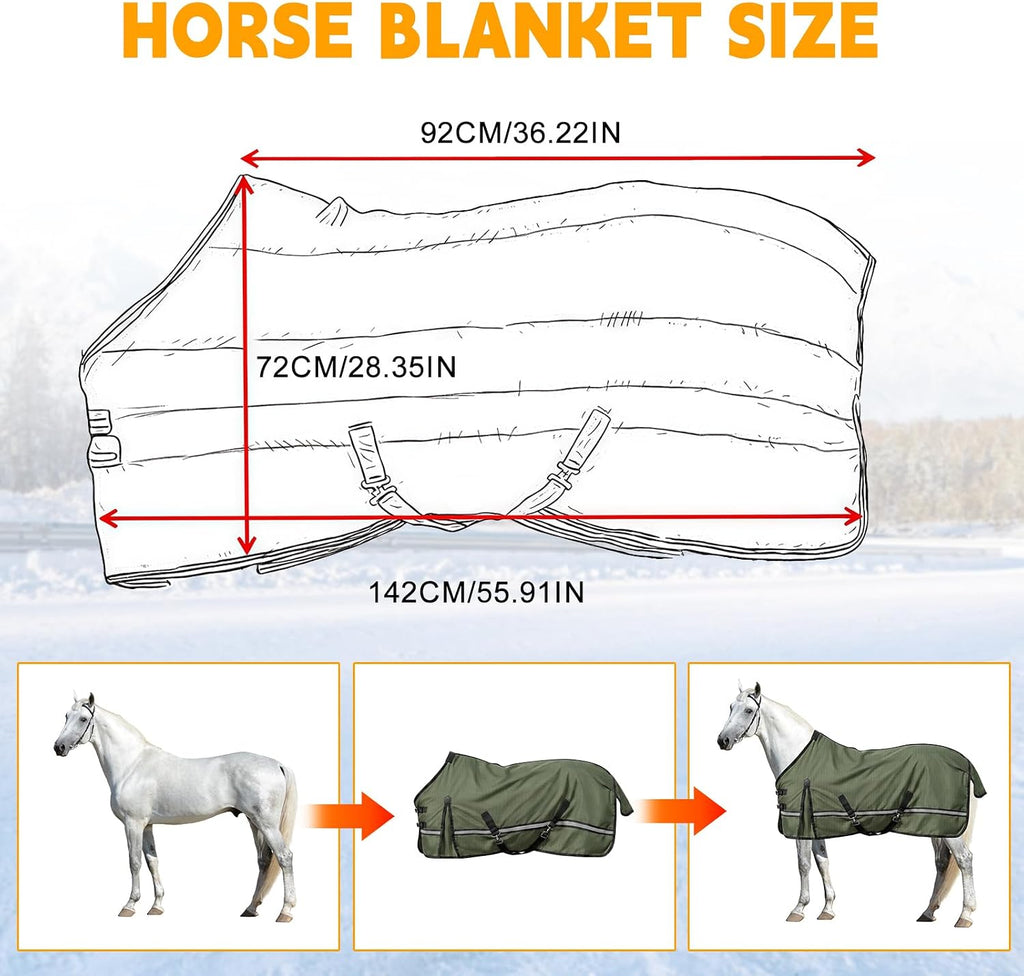 Horse Turnout Blanket, Waterproof Rain Sheet, 600D Oxford
