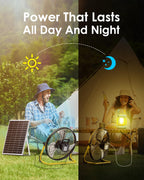 14" Solar Fan, Rechargeable Battery Operated Floor Fan