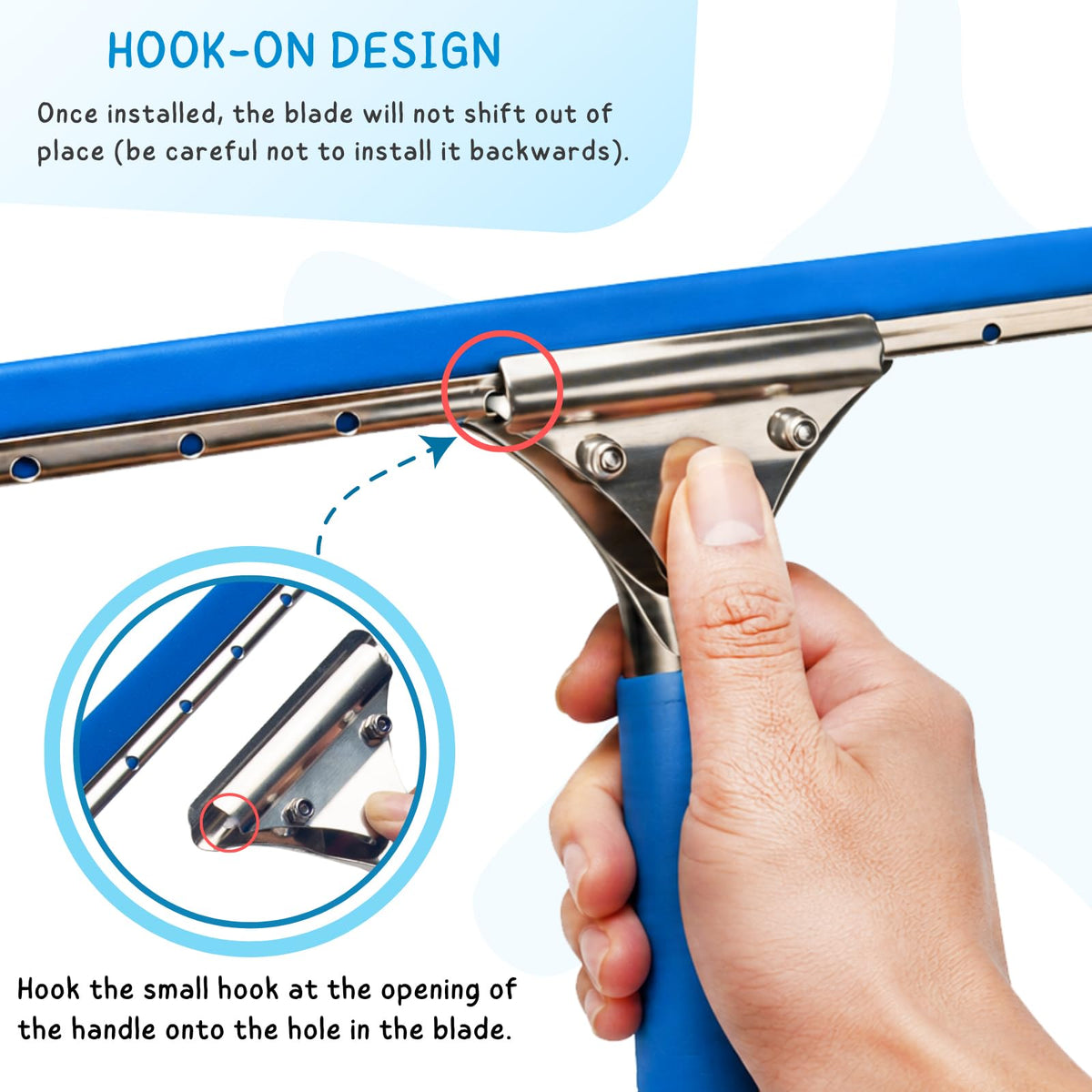 Window Squeegee with Scrubber Kit for Home Glasses Cleaning, 6 Ft Long