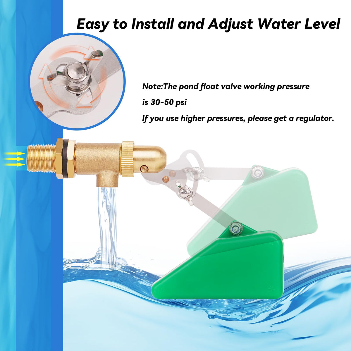 2Pcs Brass Float Valve 1/2 Inch with Adjustable Arm for Ponds