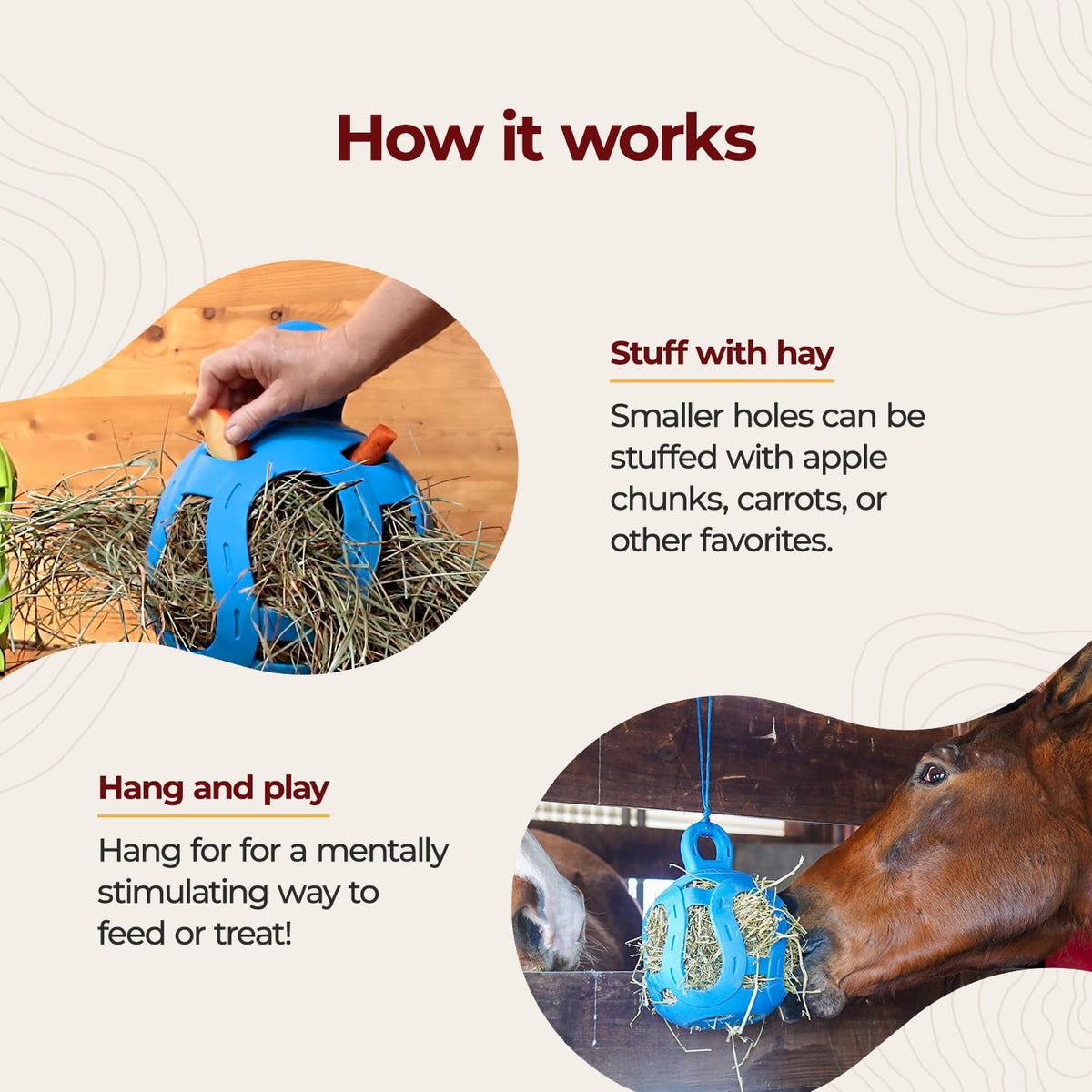 Horsemen's Pride Jolly Hay Ball Stall Toy for Horses, Blue, 8"