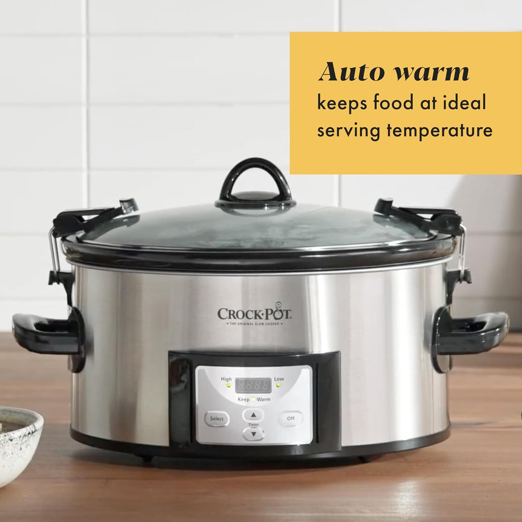 6 Quart Cook & Carry Programmable Slow Cooker with Digital Timer Stainless Steel (CPSCVC60LL-S) pack of 1