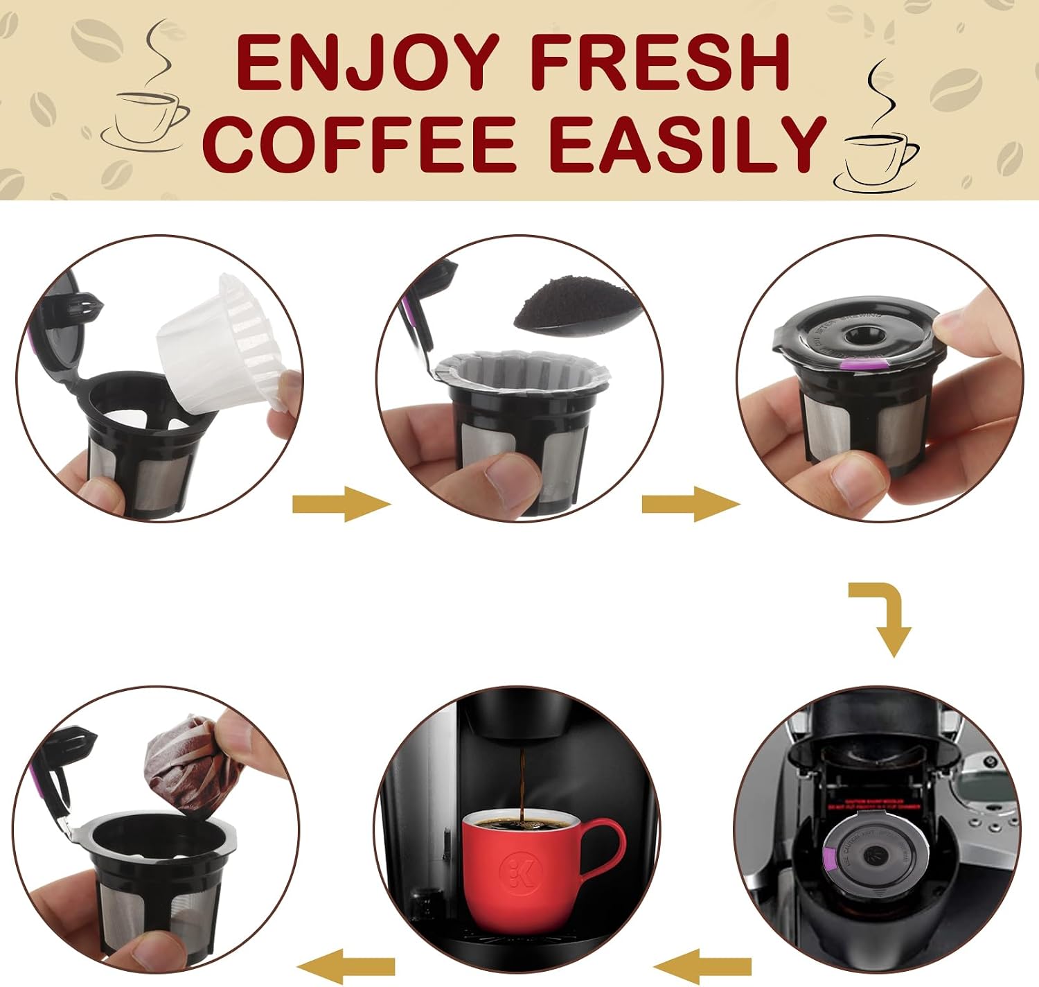 Disposable Paper Coffee Filters, Keurig K Cup Paper Filters for Keurig Single Brewer Reusable Cups, K-cup Coffee